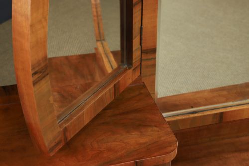 ANTIQUE CONTINENTAL ART DECO WALNUT PEDESTAL DRESSING VANITY TABLE WITH MIRRORS CIRCA 1930 - ADDITIONAL PHOTO 29
