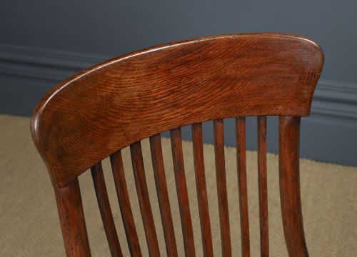 fig 7. Antique English George V Oak & Green Leather Revolving Armless Office Desk Side Chair by Bell Barn Furniture (Circa 1920)