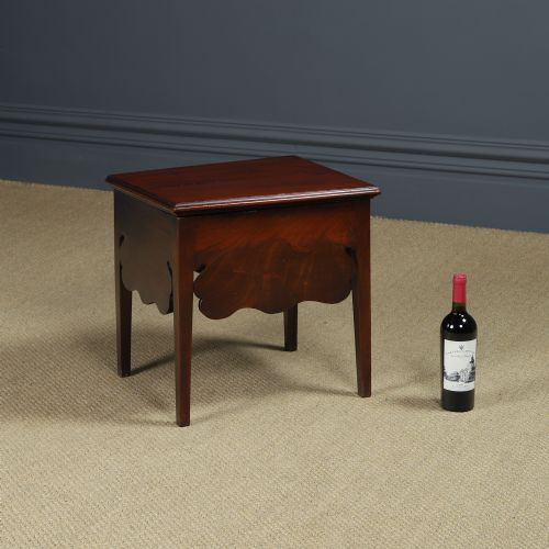 fig 2. Antique English Regency Flame Mahogany Box Table / Commode / Storage / with Hinged Lid (Circa 1830)