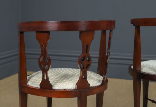 ANTIQUE ENGLISH PAIR OF EDWARDIAN MAHOGANY INLAID CIRCULAR TUB NEOCLASSICAL SALON CHAIRS ARMCHAIRS CIRCA 1910 - ADDITIONAL PHOTO 25
