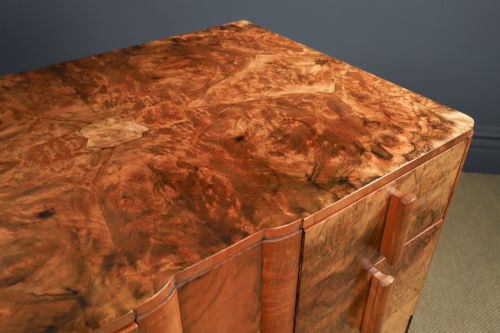 ANTIQUE ENGLISH ART DECO BURR WALNUT TWO DOOR COMPACTUM TALLBOY CHEST OF DRAWERS CIRCA 1930 - ADDITIONAL PHOTO 11