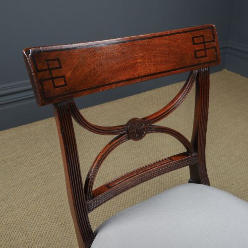 fig 1. Antique English Georgian Regency Pair of Mahogany & Ebony Bar Back Dining / Hall / Desk Chairs (Circa 1825)