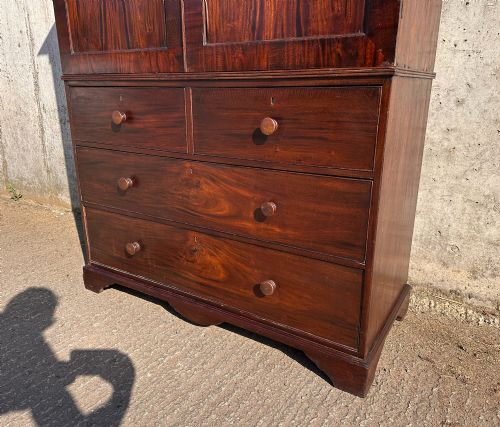 fig 5. Antique English Georgian Mahogany Linen Press Wardrobe Armoire (Circa 1800)