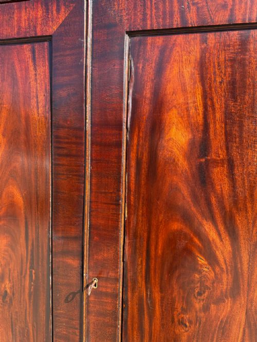 fig 6. Antique English Georgian Mahogany Linen Press Wardrobe Armoire (Circa 1800)