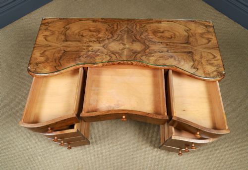 ANTIQUE ENGLISH ART DECO 4FT BURR WALNUT CLOUD SHAPED PEDESTAL OFFICE WRITING DESK CIRCA 1930 - ADDITIONAL PHOTO 22