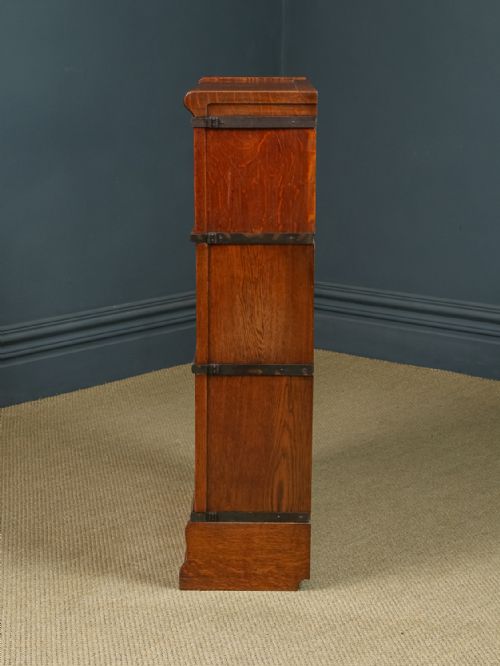 fig 2. Antique English George V Globe Wernicke Oak Three Tier Glazed Sectional Office / Solicitors Bookcase (Circa 1920)