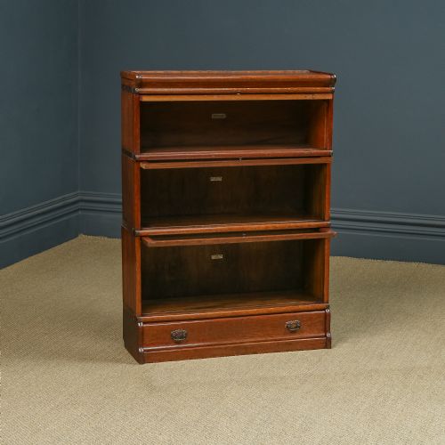 fig 3. Antique English George V Globe Wernicke Oak Three Tier Glazed Sectional Office / Solicitors Bookcase (Circa 1920)