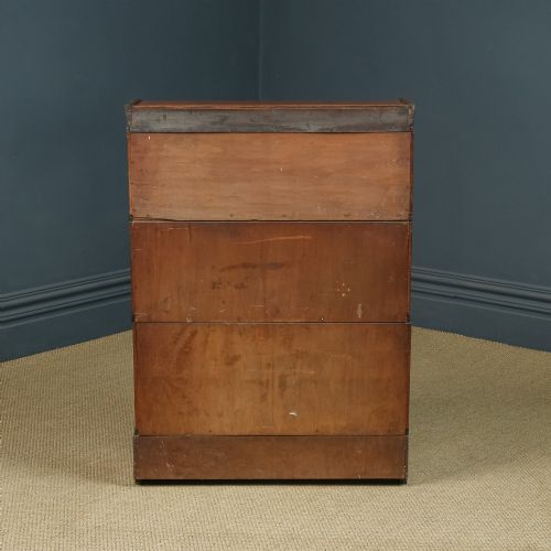 fig 6. Antique English George V Globe Wernicke Oak Three Tier Glazed Sectional Office / Solicitors Bookcase (Circa 1920)