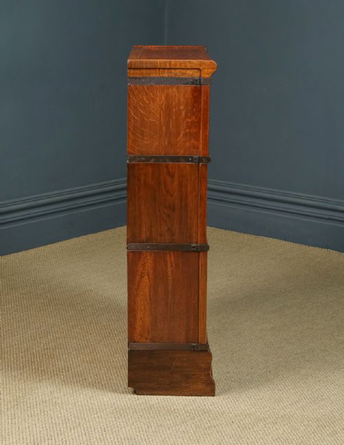 fig 7. Antique English George V Globe Wernicke Oak Three Tier Glazed Sectional Office / Solicitors Bookcase (Circa 1920)