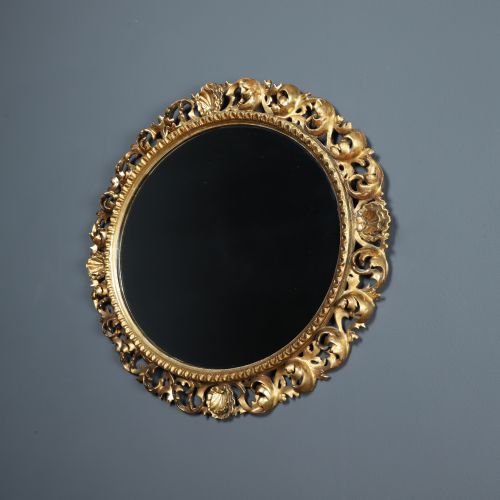 fig 2. Antique Italian Victorian Baroque Rococo Florentine Carved Giltwood Oval Portrait Wall Mirror (Circa 1890)
