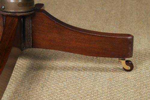 fig 8. Antique English George V Mahogany & Red Leather Upholstered Revolving Office Desk Arm Chair (Circa 1920)