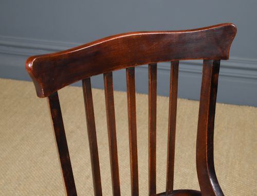 fig 1. Antique English Edwardian Beech & Green Leather Revolving Armless Office Desk Side Chair (Circa 1910)