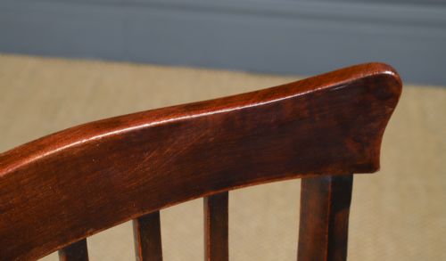 fig 4. Antique English Edwardian Beech & Green Leather Revolving Armless Office Desk Side Chair (Circa 1910)