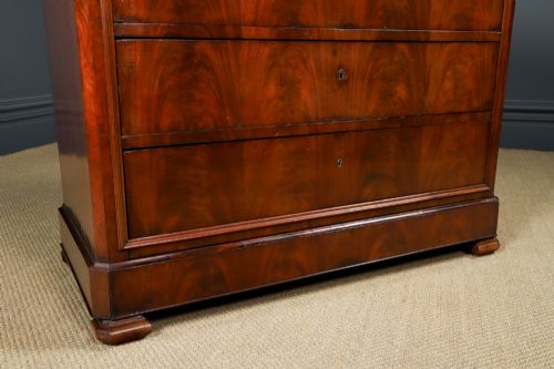ANTIQUE FRENCH LOUIS PHILIPPE BIEDERMEIER FLAME MAHOGANY MARBLE BEDROOM CHEST OF DRAWERS COMMODE CIRCA 1850 - ADDITIONAL PHOTO 9