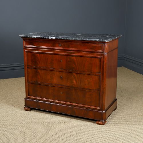 ANTIQUE FRENCH LOUIS PHILIPPE BIEDERMEIER FLAME MAHOGANY MARBLE BEDROOM CHEST OF DRAWERS COMMODE CIRCA 1850 - ADDITIONAL PHOTO 10