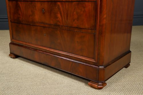 ANTIQUE FRENCH LOUIS PHILIPPE BIEDERMEIER FLAME MAHOGANY MARBLE BEDROOM CHEST OF DRAWERS COMMODE CIRCA 1850 - ADDITIONAL PHOTO 11