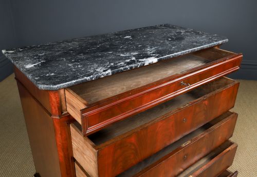 ANTIQUE FRENCH LOUIS PHILIPPE BIEDERMEIER FLAME MAHOGANY MARBLE BEDROOM CHEST OF DRAWERS COMMODE CIRCA 1850 - ADDITIONAL PHOTO 20