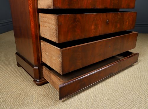 ANTIQUE FRENCH LOUIS PHILIPPE BIEDERMEIER FLAME MAHOGANY MARBLE BEDROOM CHEST OF DRAWERS COMMODE CIRCA 1850 - ADDITIONAL PHOTO 22