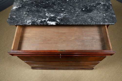 ANTIQUE FRENCH LOUIS PHILIPPE BIEDERMEIER FLAME MAHOGANY MARBLE BEDROOM CHEST OF DRAWERS COMMODE CIRCA 1850 - ADDITIONAL PHOTO 23