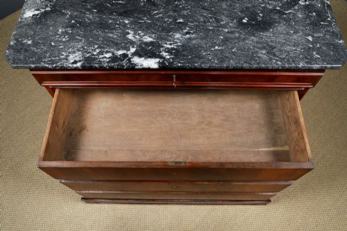 ANTIQUE FRENCH LOUIS PHILIPPE BIEDERMEIER FLAME MAHOGANY MARBLE BEDROOM CHEST OF DRAWERS COMMODE CIRCA 1850 - ADDITIONAL PHOTO 24