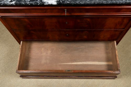 ANTIQUE FRENCH LOUIS PHILIPPE BIEDERMEIER FLAME MAHOGANY MARBLE BEDROOM CHEST OF DRAWERS COMMODE CIRCA 1850 - ADDITIONAL PHOTO 25