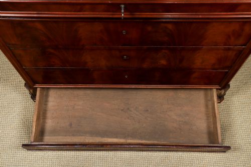 ANTIQUE FRENCH LOUIS PHILIPPE BIEDERMEIER FLAME MAHOGANY MARBLE BEDROOM CHEST OF DRAWERS COMMODE CIRCA 1850 - ADDITIONAL PHOTO 26