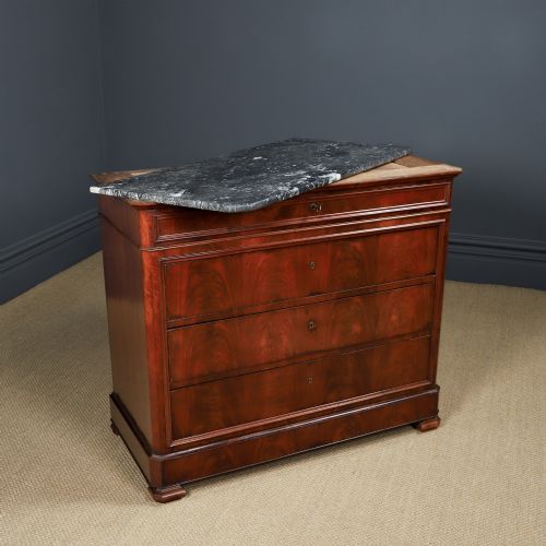 ANTIQUE FRENCH LOUIS PHILIPPE BIEDERMEIER FLAME MAHOGANY MARBLE BEDROOM CHEST OF DRAWERS COMMODE CIRCA 1850 - ADDITIONAL PHOTO 29