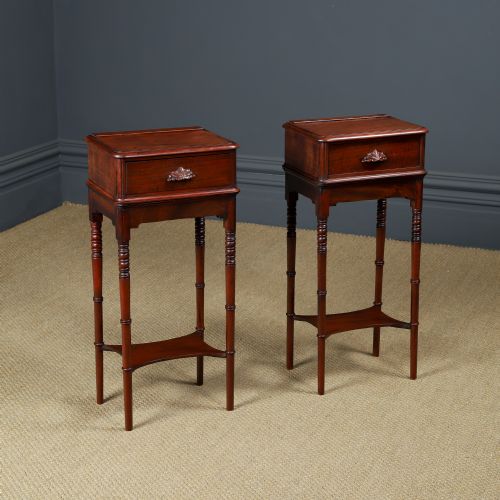 SMALL ANTIQUE ENGLISH VICTORIAN PAIR OF MAHOGANY BEDSIDES TABLES NIGHTSTANDS CHESTS CABINETS CIRCA 1840 - ADDITIONAL PHOTO 1