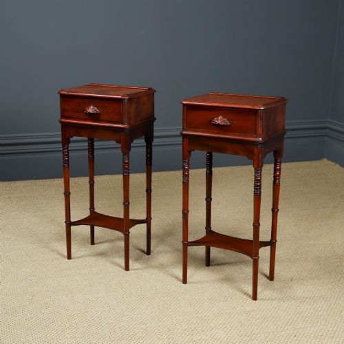 SMALL ANTIQUE ENGLISH VICTORIAN PAIR OF MAHOGANY BEDSIDES TABLES NIGHTSTANDS CHESTS CABINETS CIRCA 1840 - ADDITIONAL PHOTO 2