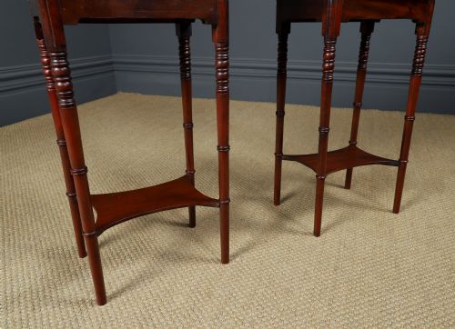 SMALL ANTIQUE ENGLISH VICTORIAN PAIR OF MAHOGANY BEDSIDES TABLES NIGHTSTANDS CHESTS CABINETS CIRCA 1840 - ADDITIONAL PHOTO 9