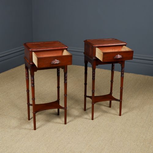 SMALL ANTIQUE ENGLISH VICTORIAN PAIR OF MAHOGANY BEDSIDES TABLES NIGHTSTANDS CHESTS CABINETS CIRCA 1840 - ADDITIONAL PHOTO 14
