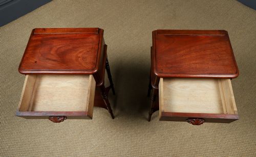 SMALL ANTIQUE ENGLISH VICTORIAN PAIR OF MAHOGANY BEDSIDES TABLES NIGHTSTANDS CHESTS CABINETS CIRCA 1840 - ADDITIONAL PHOTO 16