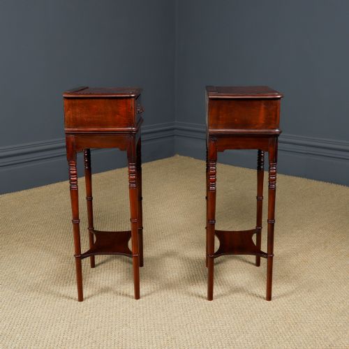SMALL ANTIQUE ENGLISH VICTORIAN PAIR OF MAHOGANY BEDSIDES TABLES NIGHTSTANDS CHESTS CABINETS CIRCA 1840 - ADDITIONAL PHOTO 18
