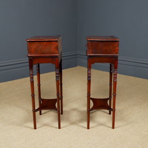 SMALL ANTIQUE ENGLISH VICTORIAN PAIR OF MAHOGANY BEDSIDES TABLES NIGHTSTANDS CHESTS CABINETS CIRCA 1840 - ADDITIONAL PHOTO 19