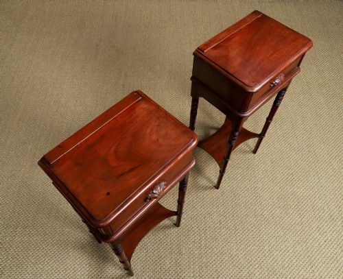SMALL ANTIQUE ENGLISH VICTORIAN PAIR OF MAHOGANY BEDSIDES TABLES NIGHTSTANDS CHESTS CABINETS CIRCA 1840 - ADDITIONAL PHOTO 20