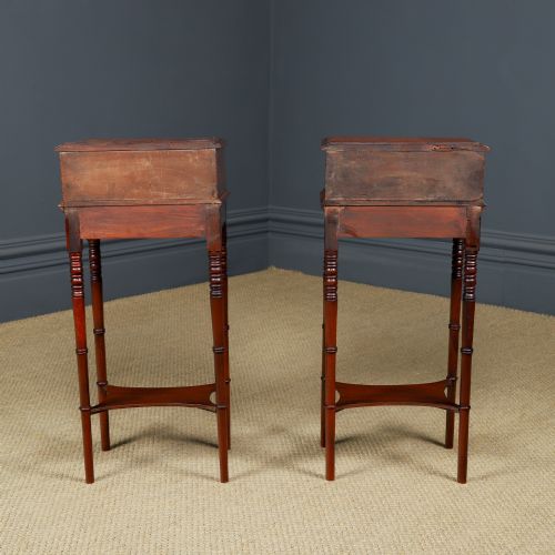 SMALL ANTIQUE ENGLISH VICTORIAN PAIR OF MAHOGANY BEDSIDES TABLES NIGHTSTANDS CHESTS CABINETS CIRCA 1840 - ADDITIONAL PHOTO 27