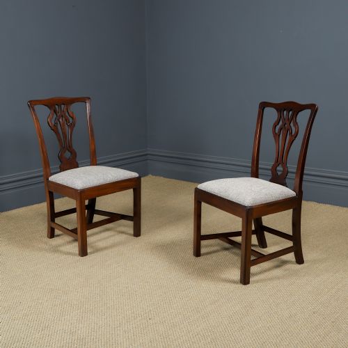 Antique English Pair of Georgian Thomas Chippendale Mahogany Office Desk Dining Chairs (Circa 1780)