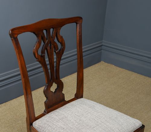 fig 1. Antique English Pair of Georgian Thomas Chippendale Mahogany Office Desk Dining Chairs (Circa 1780)