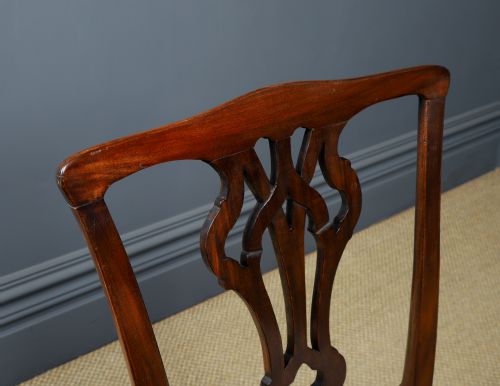 fig 2. Antique English Pair of Georgian Thomas Chippendale Mahogany Office Desk Dining Chairs (Circa 1780)