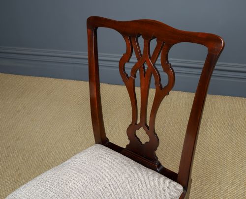 fig 3. Antique English Pair of Georgian Thomas Chippendale Mahogany Office Desk Dining Chairs (Circa 1780)