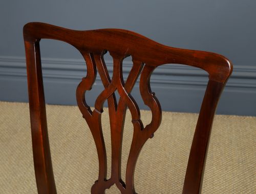 fig 4. Antique English Pair of Georgian Thomas Chippendale Mahogany Office Desk Dining Chairs (Circa 1780)