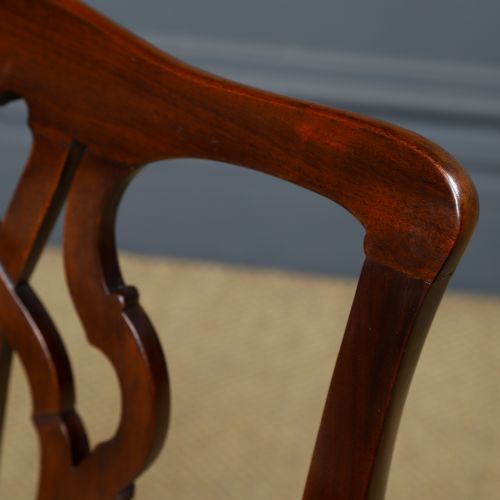 fig 5. Antique English Pair of Georgian Thomas Chippendale Mahogany Office Desk Dining Chairs (Circa 1780)