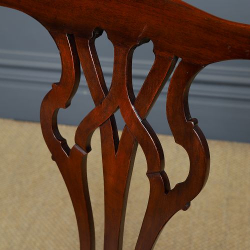 fig 6. Antique English Pair of Georgian Thomas Chippendale Mahogany Office Desk Dining Chairs (Circa 1780)