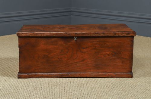 fig 2. Antique English Georgian Elm Flat Top Blanket Chest / Trunk (Circa 1830)