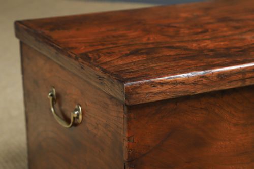 fig 7. Antique English Georgian Elm Flat Top Blanket Chest / Trunk (Circa 1830)