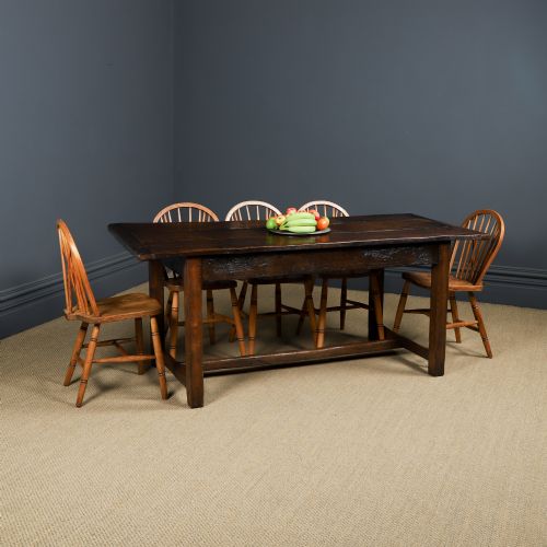 fig 1. Antique English 18th Century Georgian 6ft Oak Farmhouse Kitchen Dining Refectory Table (Circa 1780)