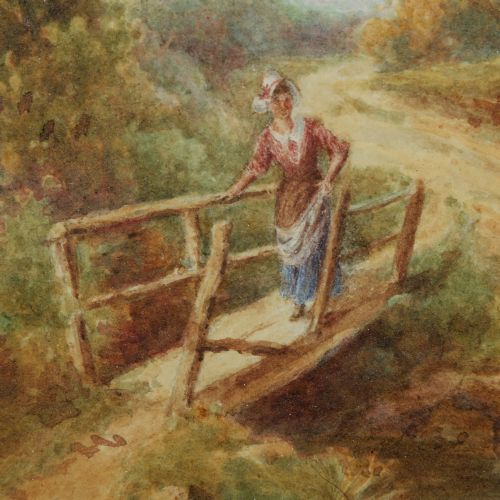 fig 7. Antique English Victorian Landscape Stream Watercolour Painting Picture by William R Hoyles (Circa 1900)