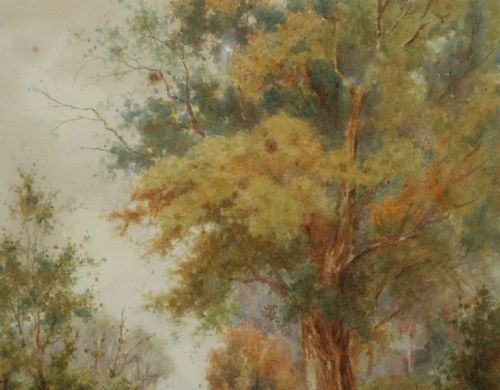 fig 8. Antique English Victorian Landscape Stream Watercolour Painting Picture by William R Hoyles (Circa 1900)