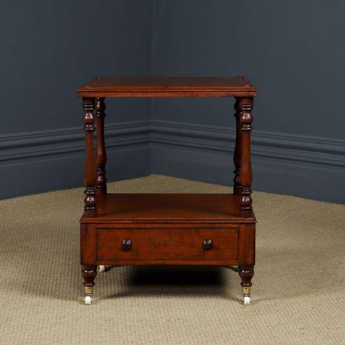 fig 2. Antique English Victorian Mahogany Two-Tier Whatnot Etagere Display Stand / Bedside Table (Circa 1860)