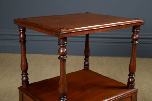 fig 4. Antique English Victorian Mahogany Two-Tier Whatnot Etagere Display Stand / Bedside Table (Circa 1860)